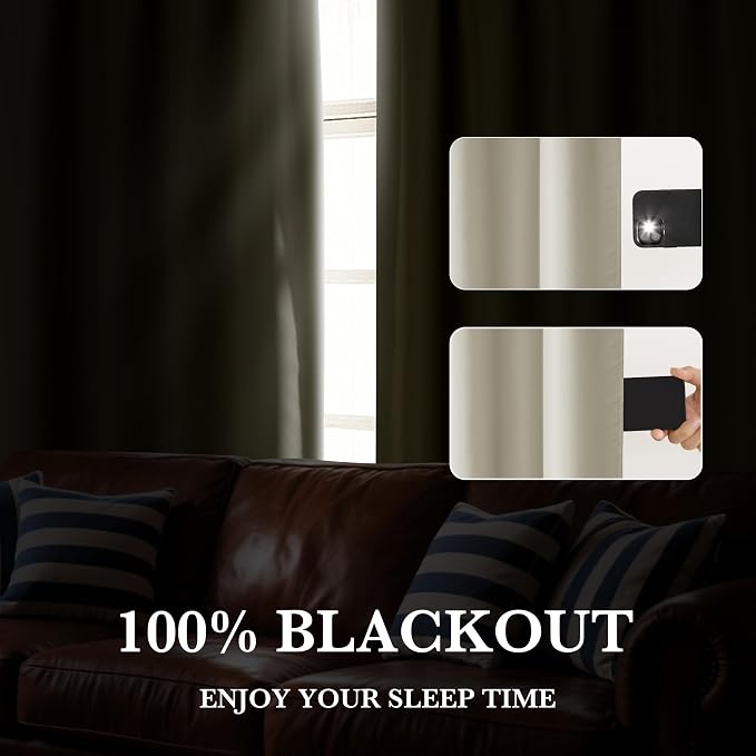 RYB HOME 100% Blackout Basement Curtains 36 inches Long, Heat & UV Blocking - Image 5