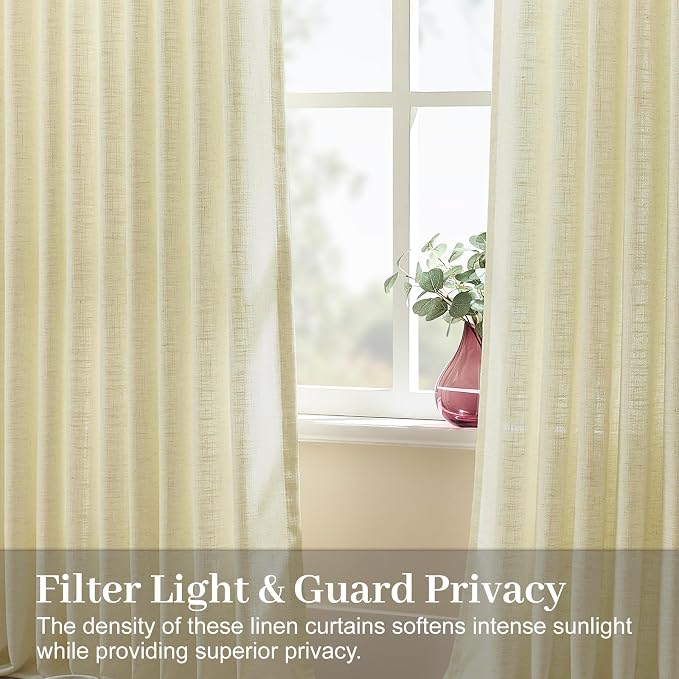 IVAPUPU Grey Beige Pinch Pleated Curtains 90 Inch Length - Image 2