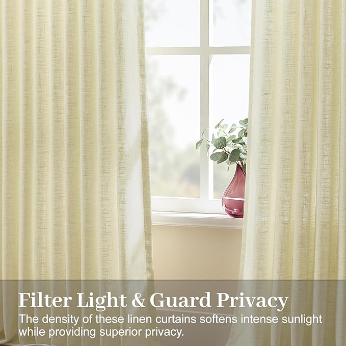 Pinch Pleated Linen Curtains 90 Inches Long 2 Panels - Image 5