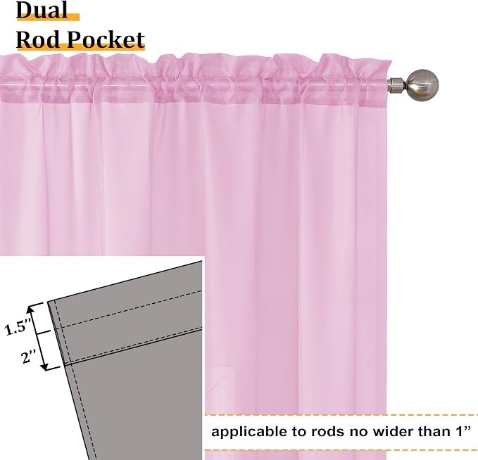 Aiyufeng Pink Short Curtains Sheer Bathroom - Image 3