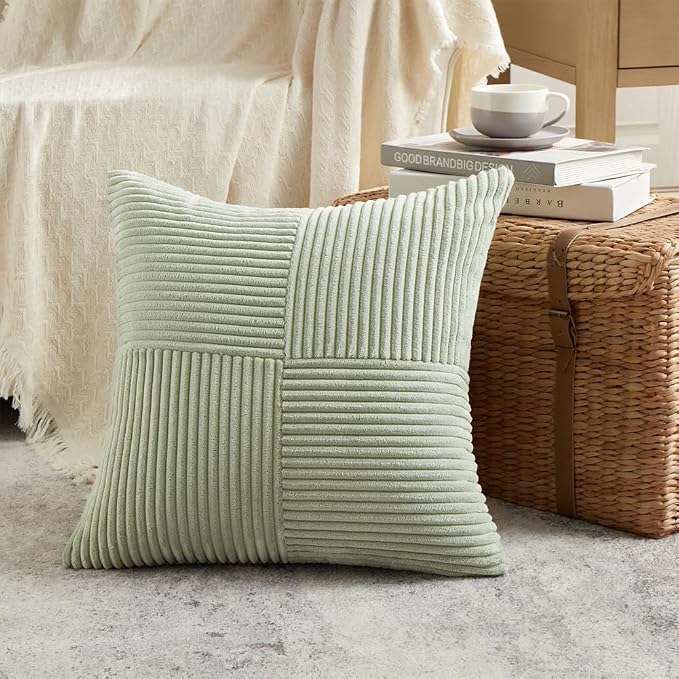 Fancy Homi 2 Packs Sage Green Big Decorative Throw Pillow Covers 24x24 Inch - Image 2