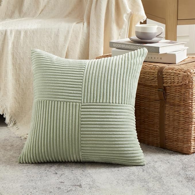 Fancy Homi 2 Packs Sage Green Euro Decorative Throw Pillow Covers 28x28 Inch - Image 2