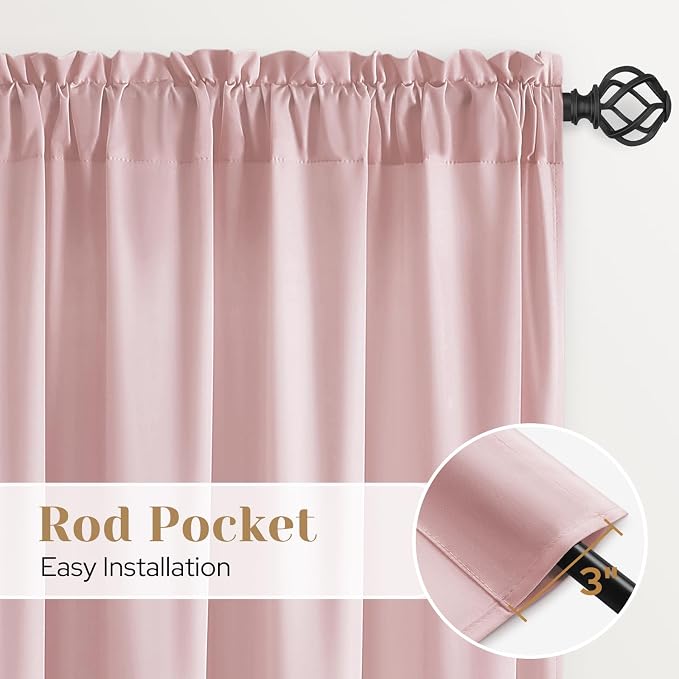 HOMEIDEAS Non-See-Through Light Pink Privacy Sheer Curtains, 52 X 54 Inches - Image 5