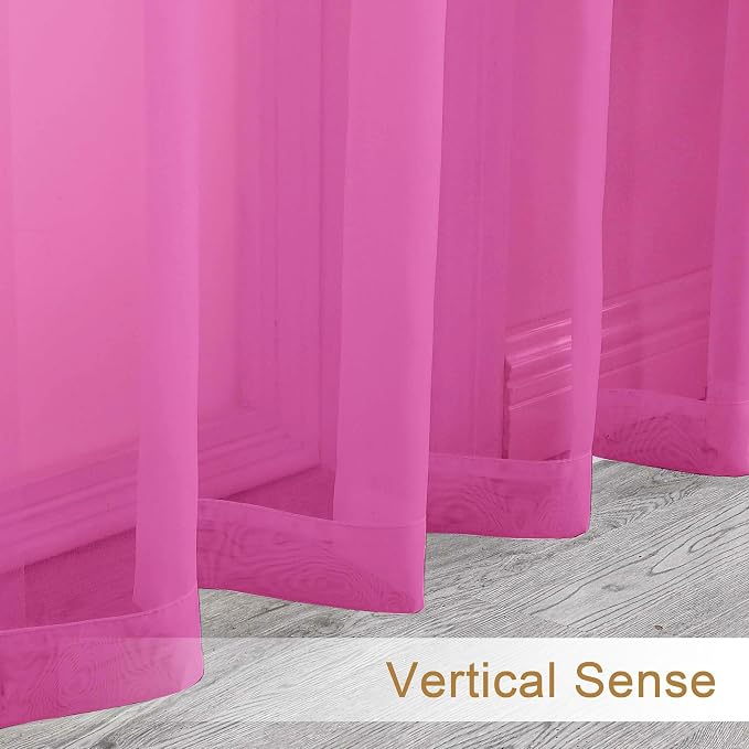 Chyhomenyc Hot Pink Sheer Curtains 72 Inch Length 2 Panels, Light Filtering - Image 4