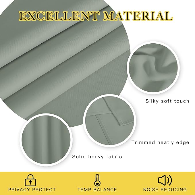 NICETOWN Sage Green Blackout Family Home Curtain - Image 4