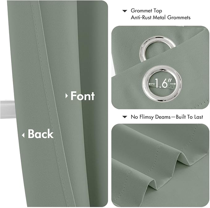MIULEE Blackout Curtains for Bedroom 2 Panels 40 x 45 Inch Long Light Green | - Image 4