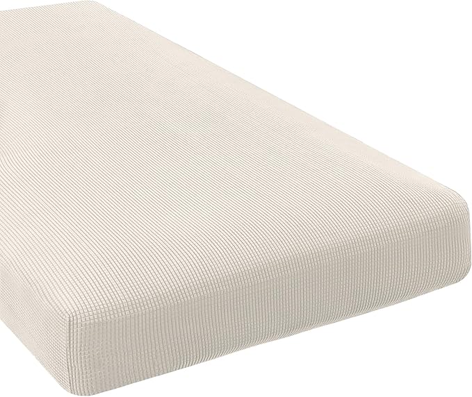 H.VERSAILTEX Super Stretch Individual Chaise Cover Sectional Couch Covers for L Shaped Sofa Both Left/Right Featuring Thick Jacquard Textured Twill Fabric (1 Piece Chaise Cover, Porcelain)