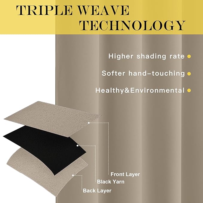 NICETOWN Taupe Blackout Curtain - Image 3