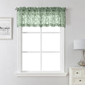 Lecloud Leia Sage Green Sheer Curtains 16 Inch Length 2 Pcs, Jacquard Leaf by Lecloud