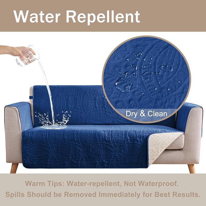 Blue Recliner TV Chair Covers, Quilted Décor Water-Repellent Medium Lazy Boy - Image 7