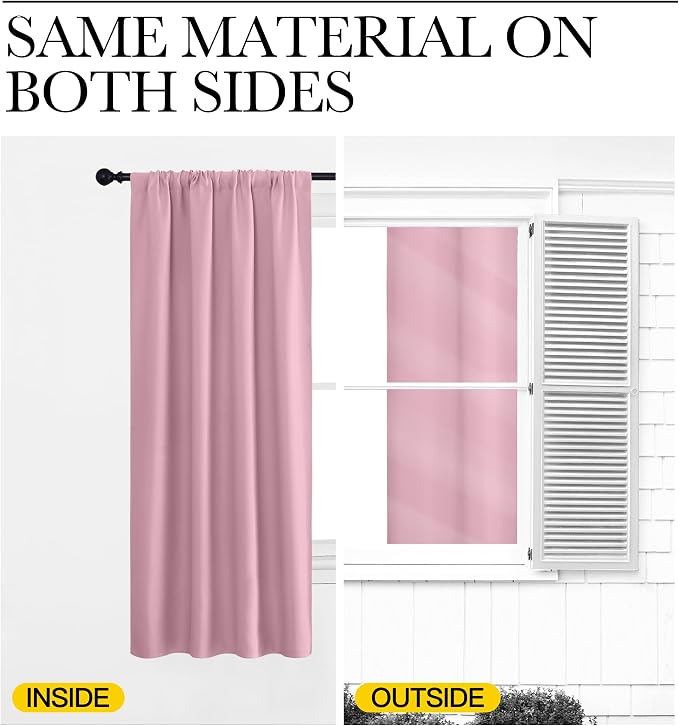 NICETOWN Blackout Curtains for RV Windows, Rouge Pink, 2 Panels, Room Darkening - Image 5