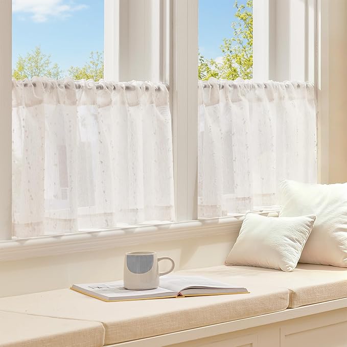 jinchan Valance Curtains for Windows 16 Inch Colorful Mini Pom-Pom Country - Image 3
