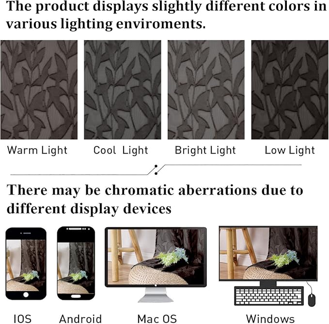 Lecloud Leia Chocolate Brown Sheer Kitchen Curtains 24 Inch Length 2 Pcs - Image 5