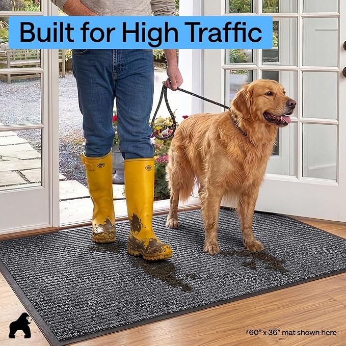 GORILLA GRIP Waterproof Traffic Guard Door Mat, 60x36 Indoor Outdoor Durable - Image 7