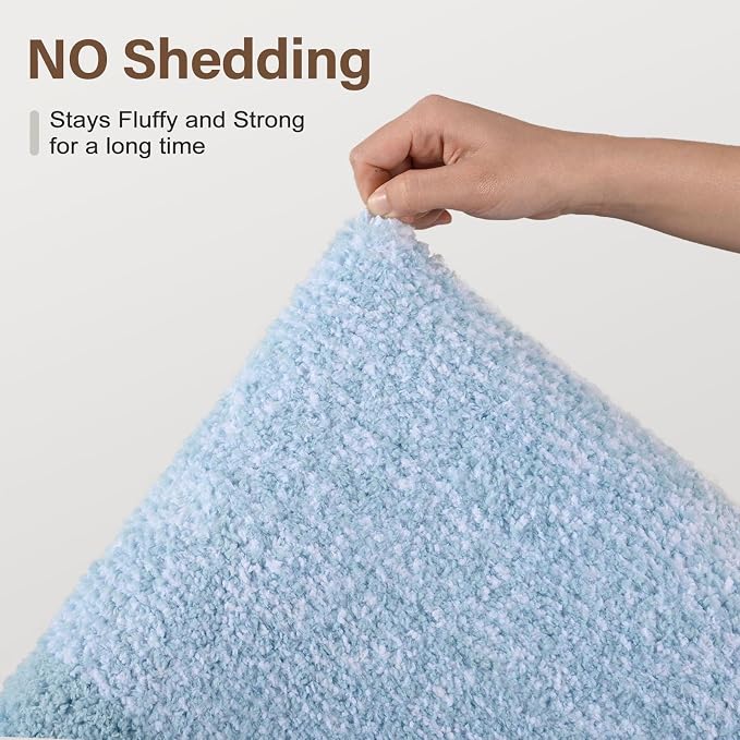 Bathroom Rugs 24x17 Non Slip Washable, Light Blue Bath Mat - Image 8