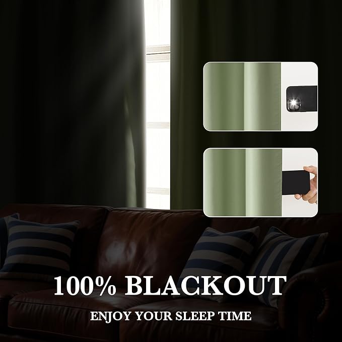RYB HOME 100% Blackout Basement Curtains 36 inches Long, Heat & UV Blocking - Image 5