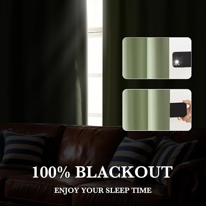RYB HOME 100% Blackout Bathroom Curtains Over Sink 24 inches Long, Heat & UV - Image 5