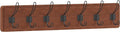 HBCY Creations Rustic Brown Solid Wood Wall Mounted Coat Rack with Shelf, 7 Hooks, 34" Long - Kitchen, Mudroom, Entryway, Bathroom - Includes Mounting Hardware, Coat Hanger, Dog Leash Hooks