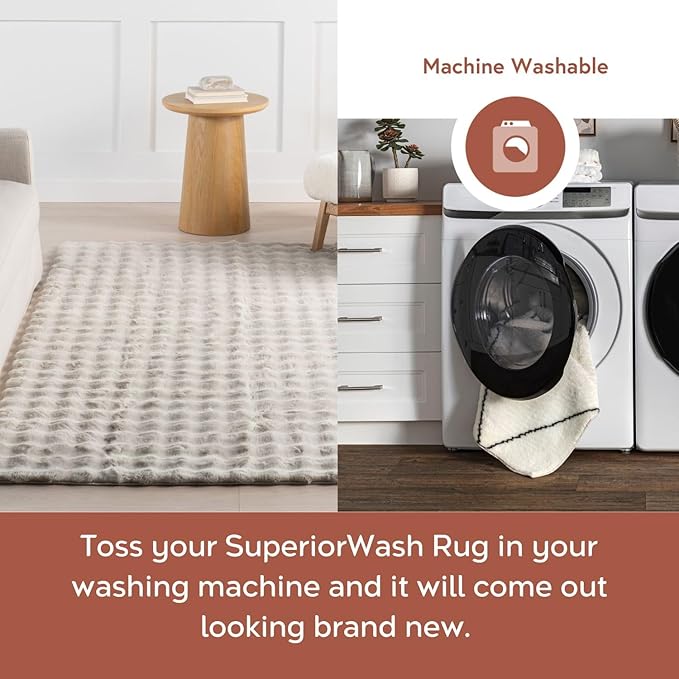 nuLOOM 3'9" x 6' Cozy Plush Area Rug, Machine Washable, Non-Slip, Soft Fluffy Shag Carpet for Living Room Bedroom Kids Nursery Home Decor, Jeni Grey