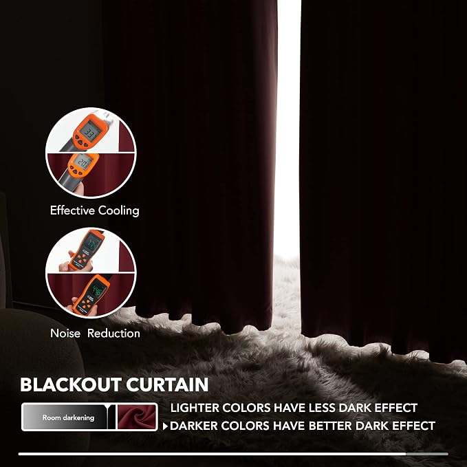 Deconovo Blackout Curtains, Thermal Insulated, W42 x L84 2 Panels, Back Tab - Image 5