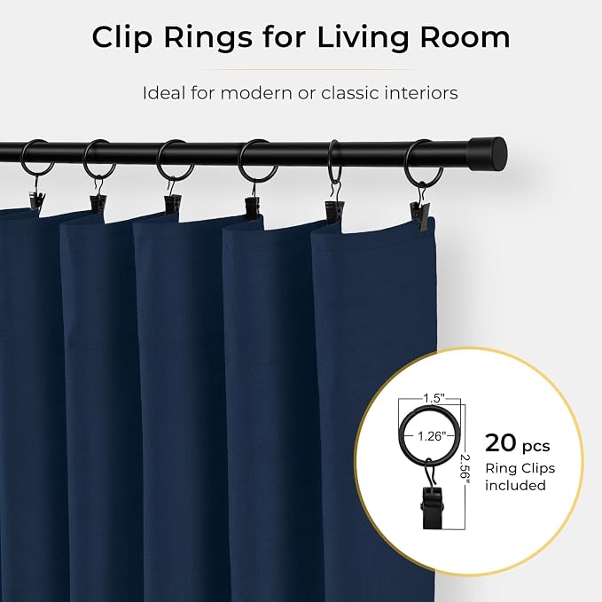 INOVADAY Linen Textured 100% Blackout Sliding Door Curtains 102x84 | Midnight - Image 3