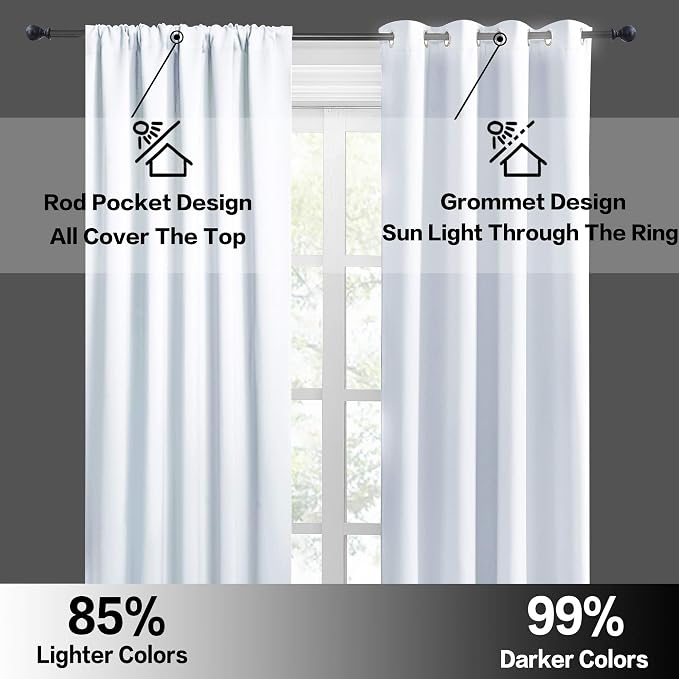 RYB HOME Extra Wide Curtains for Bedroom Living Room 63 inches Long, Thermal - Image 5