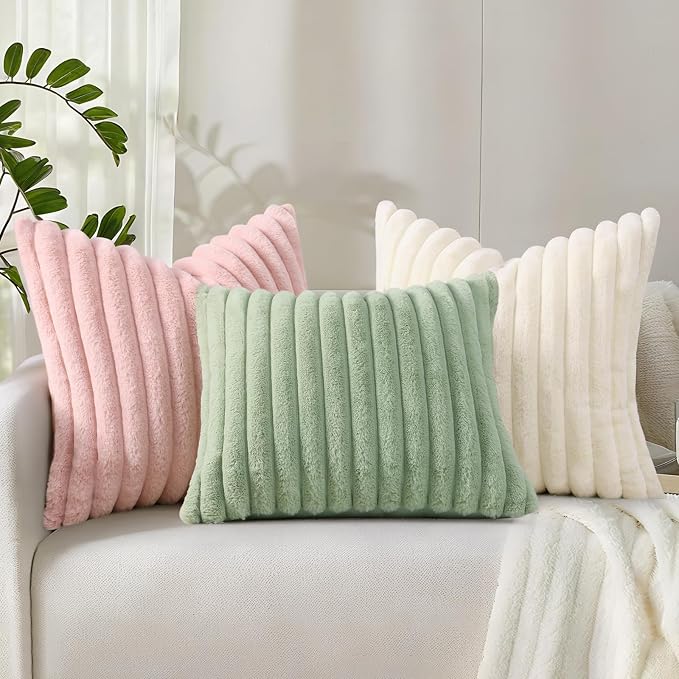 decorUhome Summer Cozy Faux Fur Throw Pillow Covers 24x24 Set of 2 Decorative - Image 9