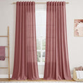 Canyon Rose Linen Curtains 132 Inch Length by Nanspring