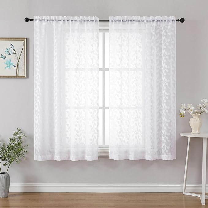 Chyhomenyc White Sheer Curtains 54 Inch Length by Chyhomenyc