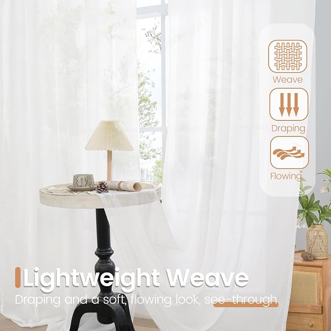 BGment Short White Curtains 40 Inch Length - Image 5