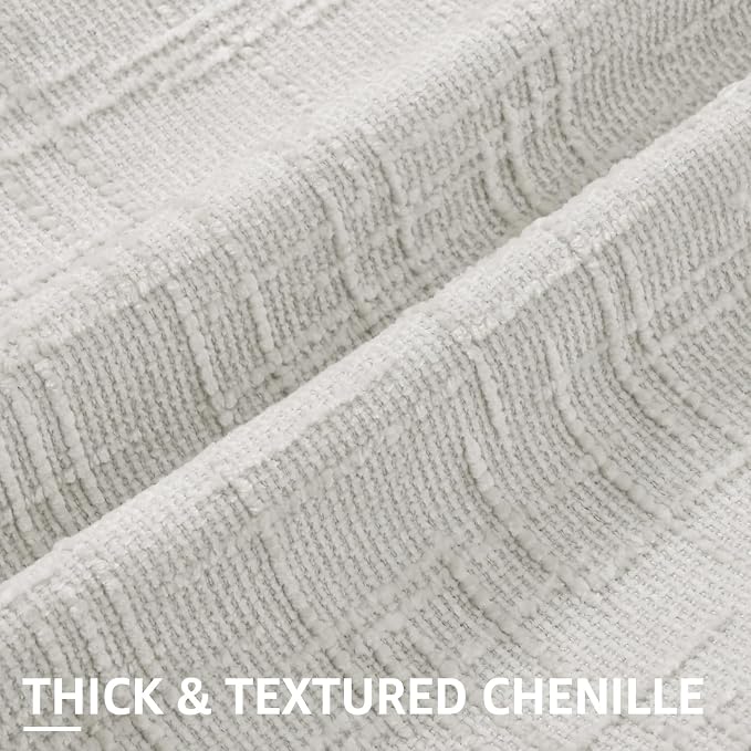 decorUhome Light Grey Chenille Throw Pillow Covers 16x16 Set of 2 Textured Soft - Image 2