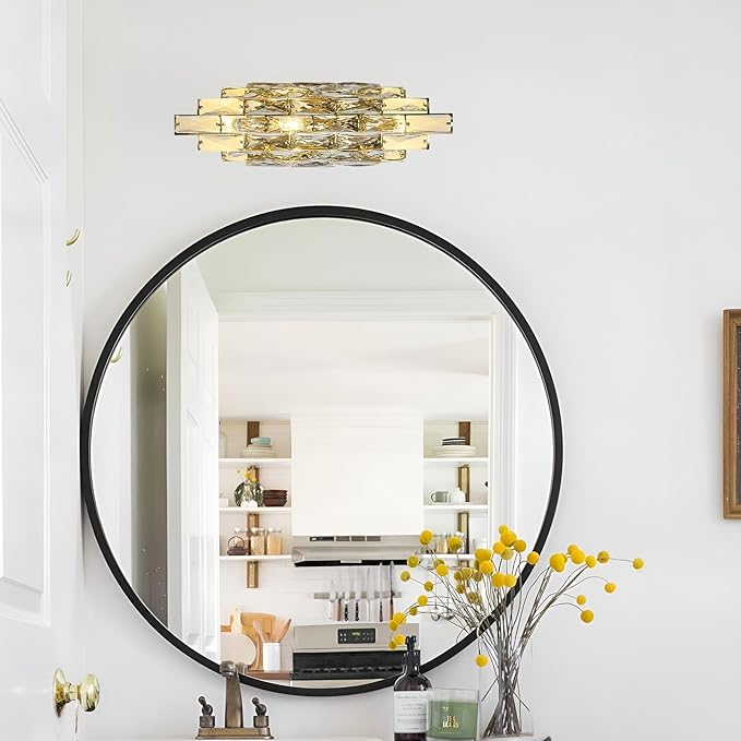 Modern Gold Crystal Wall Sconce Light Fixtures, Wall Mount Lamps for Bedroom Living Room Bathroom Vanity Mirror