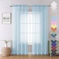 Lecloud Light Blue Sheer Curtains 84 Inches Long 2 Panels, Light Filtering by Lecloud