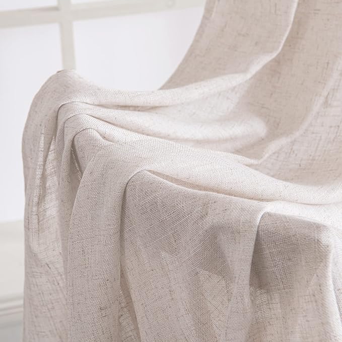 MIULEE White Linen Curtains 84 Inch Length 2 Panels - Image 6