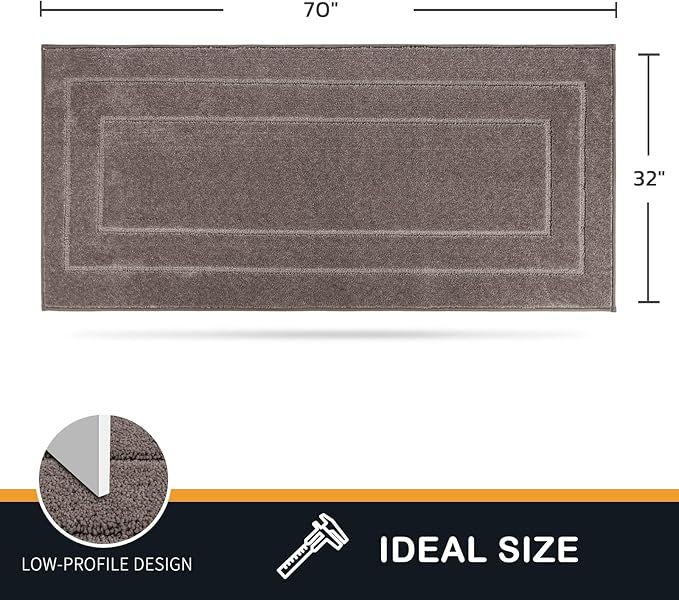 PURRUGS Dirt Trapping Door Mat 32" x 70", Non-Slip/Skid Machine Washable Entryway Rug, Dog Doormat, Super Absorbent Welcome Mat for Muddy Wet Shoes and Paws, Grayish Brown