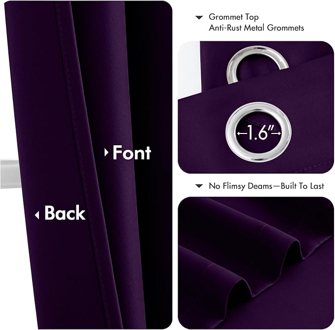 MIULEE Blackout Curtains for Bedroom 2 Panel 40 x 72 Inch Long Royal Purple | - Image 4