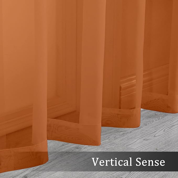 OWENIE Sheer Orange Curtains, Sheer Curtains 84 inch Length 2 Panels Set - Image 5