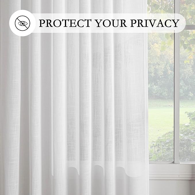 MYSKY HOME White Curtains for Bedroom Liivng Room 84 Inches Long 2 Panels Set - Image 6