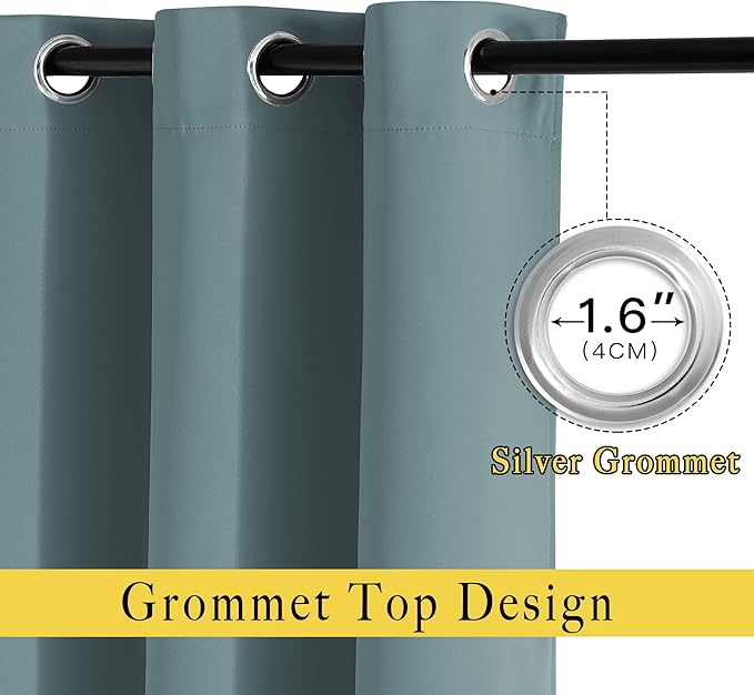 NICETOWN Greyish Blue Short Blackout Curtains - Image 2
