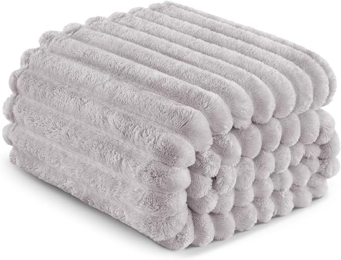 Exclusivo Mezcla Twin Size Flannel Fleece Blanket, Super Soft Striped Jacquard - Image 6