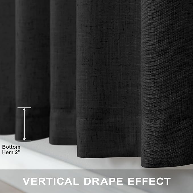Modern Black Linen Curtains 96 Inches Long - Image 5