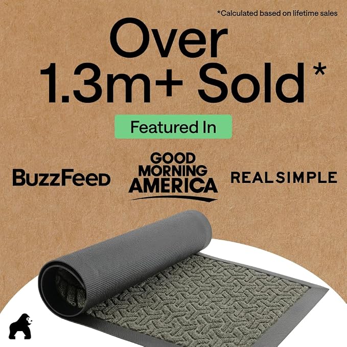 GORILLA GRIP 100% Waterproof All-Season WeatherMAX Doormat 35x23, US Designed - Image 5