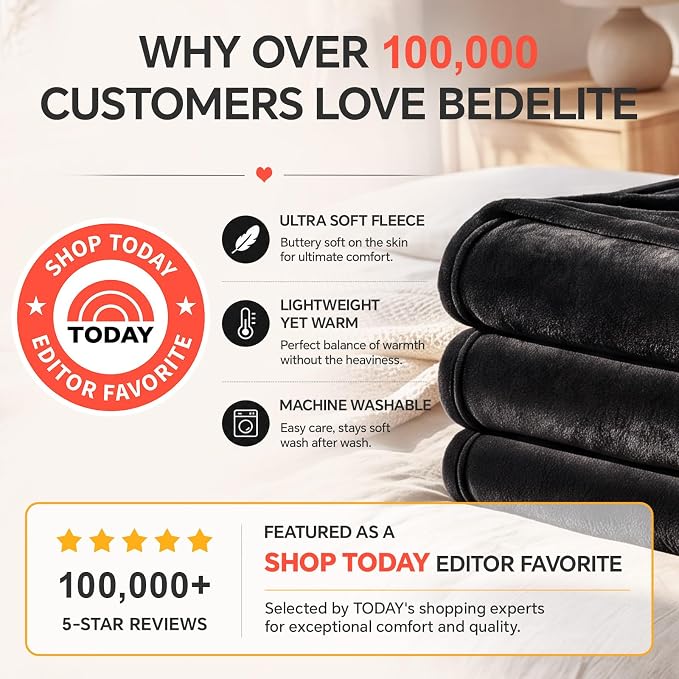 BEDELITE Fleece Blanket Soft Plush Full Bed Blanket Red 84"x90" | Ultra Soft - Image 2