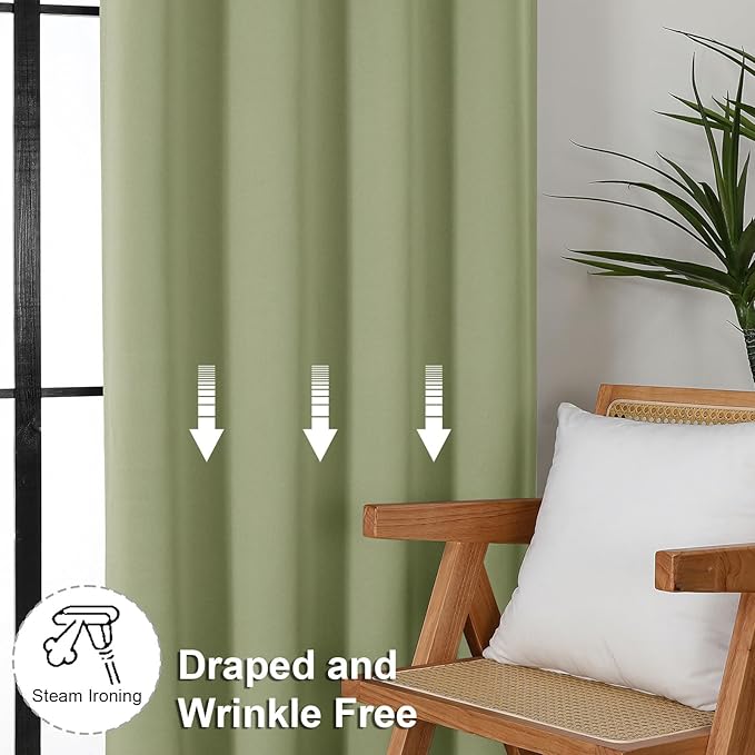 Simplebrand Ava Sage Green Short 24 Inches Blackout Curtain 2 Panels Set - Image 7