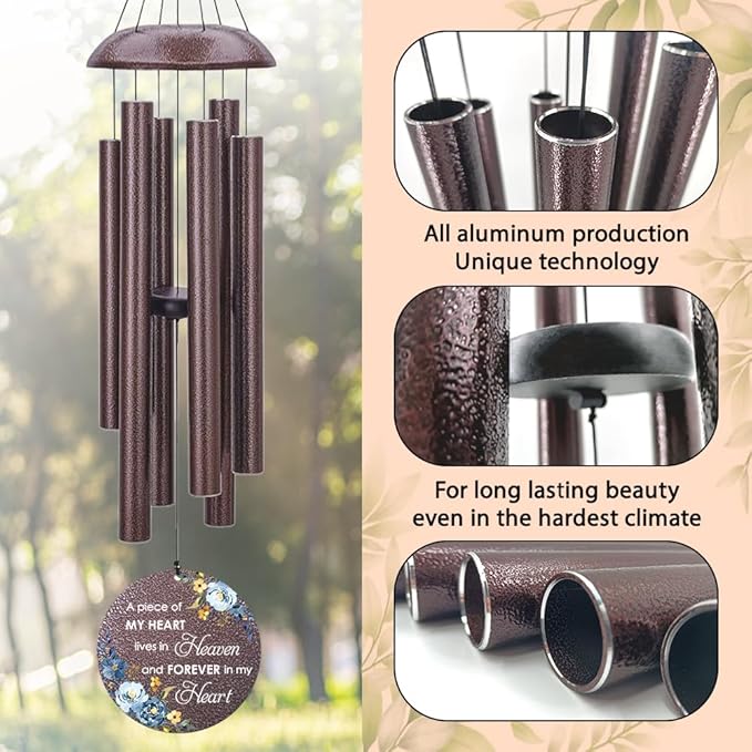 Personalized Sympathy Wind Chimes, Sympathy Gifts for Loss of Mom, Windchimes in Memory of a Loved One, Commemorative Sympathy Bereavement Gifts for Condolences/Funeral (36 inch)