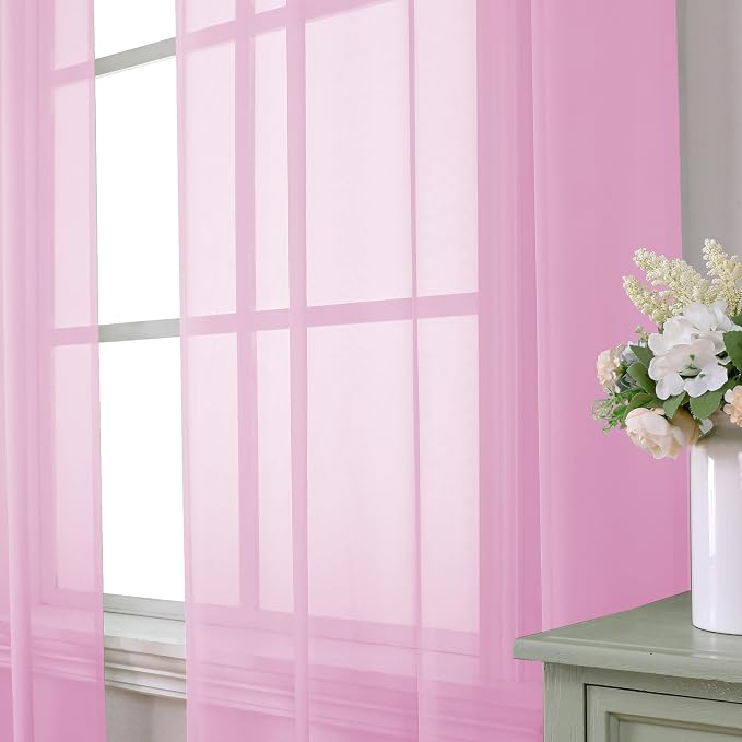 Aiyufeng 96inch Long Pink Sheers Drapes - Image 2