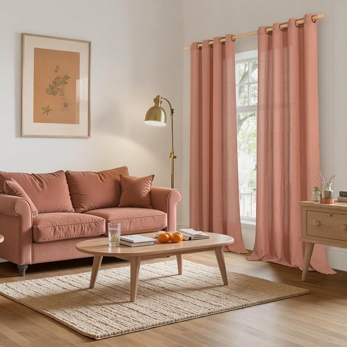 YoungsTex Terracotta Linen Curtains 108 Inch Length - Image 2