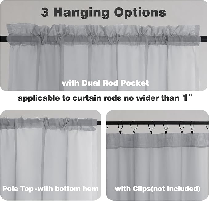 Chyhomenyc Sheer Light Grey Valances - Image 5