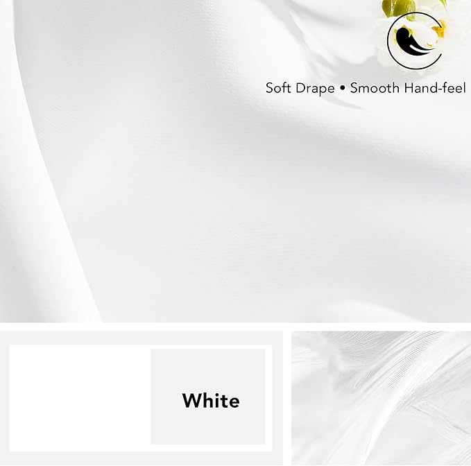Deconovo Semi 50% Light Blocking Pure White Curtains - Image 7