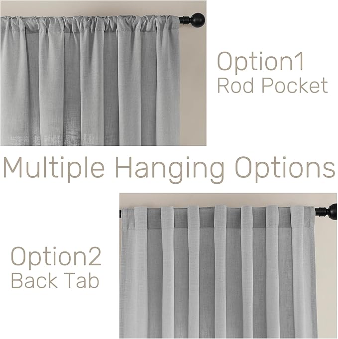 Joydeco Linen Curtains for Living Room, Light Filtering Rod Pocket Back Tab - Image 5